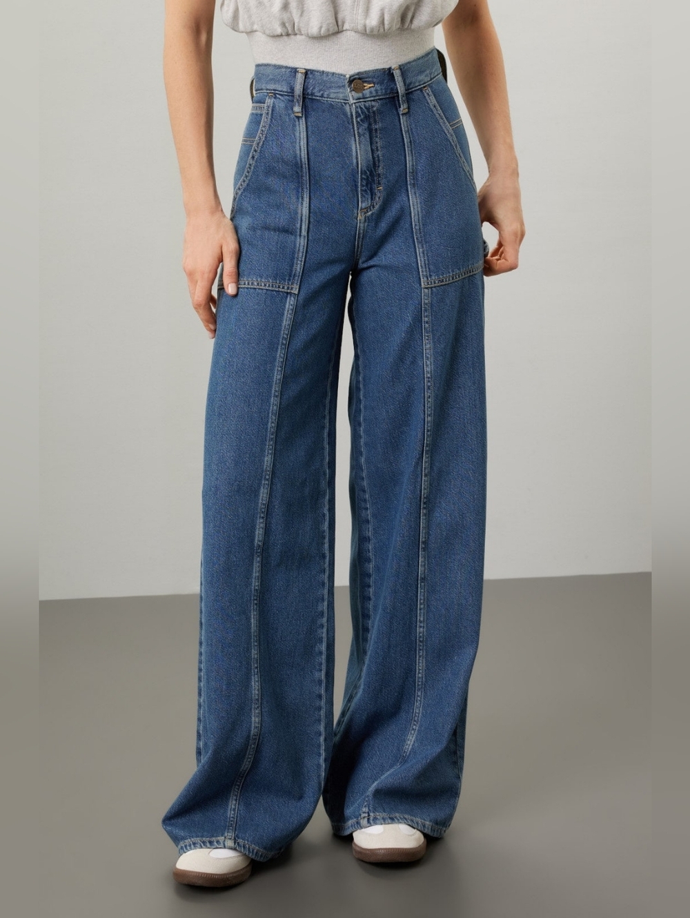 NWT Lee Women's Dark Blue High-Rise Wide Leg Jeans Sz 33